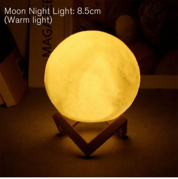 D5 8Cm Moon Lamp LED Night Light Battery Powered with Stand Starry Lamp Bedroom Decor Night Lights Kids Gift Moon Lamp Xmas Gift - Image 8