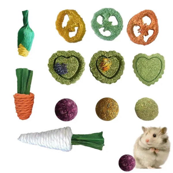 Natural Wood Chew Toys for Rabbits and Small Animals - 9-12 Piece Dental Health Set - Image 3
