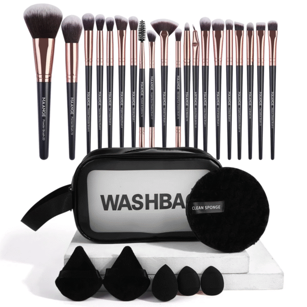 27Pcs Makeup Tools Kit 20Pcs Foundation Contour Blush Brush Set with Triangle Powder Puff Makeup Remover Puff Travel Bag - Image 8