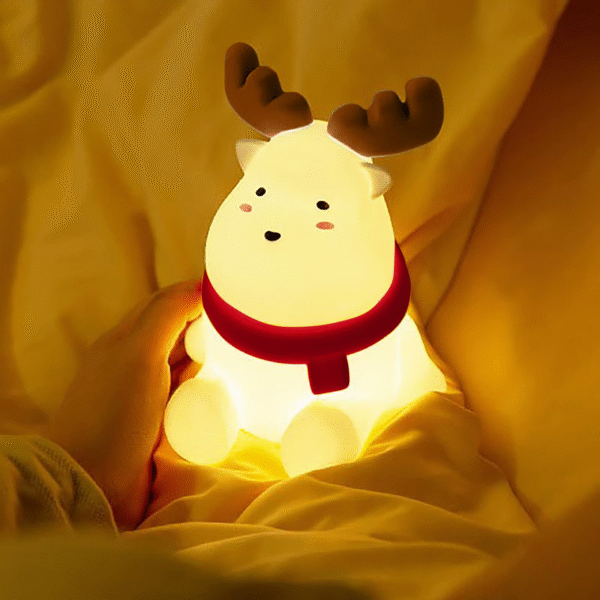 Christmas Reindeer Silicone Night for Kids Cute Gift Warm Yellow Led Light Soft Tou Ch Usb Rechargeable Lamp Fast Shipping - Image 5
