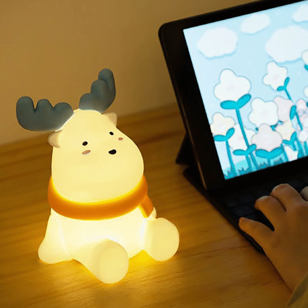 Christmas Reindeer Silicone Night for Kids Cute Gift Warm Yellow Led Light Soft Tou Ch Usb Rechargeable Lamp Fast Shipping - Image 7