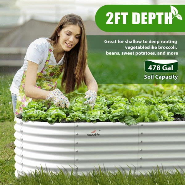 【Mother'S Day Gift】Anleolife 8X4X2Ft Oval Galvanized Raised Garden Bed Kit – Durable, Anti-Rust & Easy Assembly for Vegetables, Flowers & Herbs, Ideal for Home Gardeners & Outdoor Spaces - Image 7