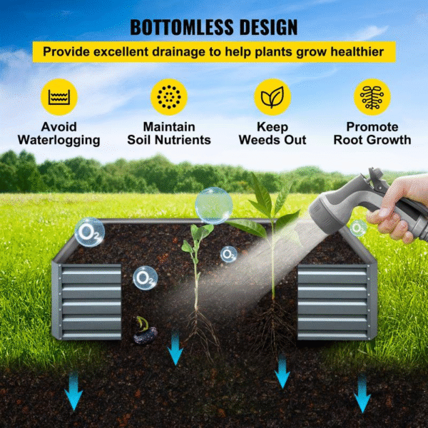 VEVOR Galvanized Raised Garden Bed 80" X 40" X 19" Metal Planter Box, Gray Steel for Growing Vegetables, Flowers, Flowers, Herbs, and Succulents Fathersdaygift - Image 5