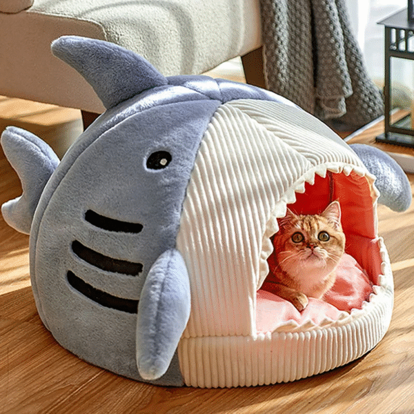 Warm Cat Beds Cartoon Shark Pet Cave Beds Sweet Kittens Basket Cushion Cat Pillow Mat Tent Puppy Nest Cave Pet Goods - Image 2