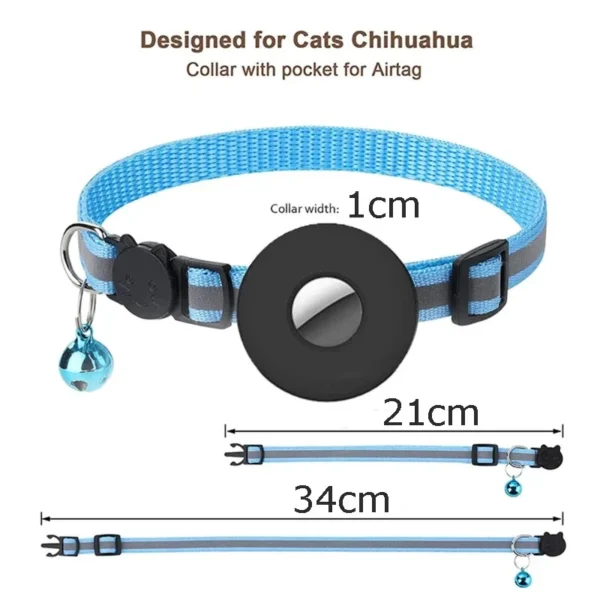 For Apple Airtags Cover Cat Collar Bell Ring Luminous Nylon Kitten Dog Collar for Airtag GPS Finder anti Loss Tracker Device - Image 5