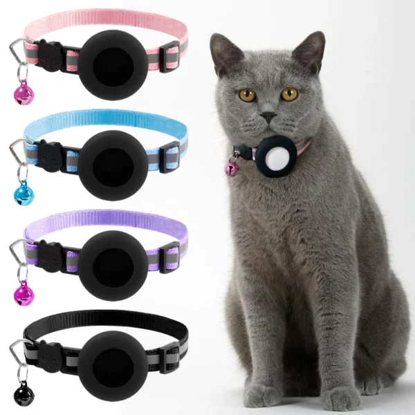 For Apple Airtags Cover Cat Collar Bell Ring Luminous Nylon Kitten Dog Collar for Airtag GPS Finder anti Loss Tracker Device - Image 3