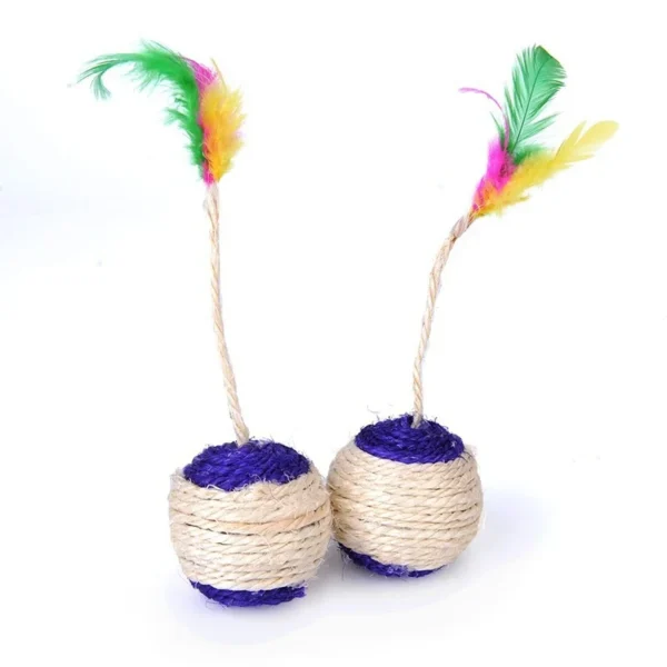 Cat Toy Pet Cat Sisal Scratching Ball Training Interactive Toy for Kitten Pet Cat Supplies Funny Play Feather Toy Cat Accessorie - Image 5
