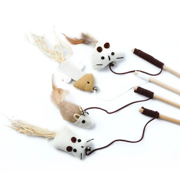 1PC Teaser Feather Toys Kitten Funny Colorful Rod Cat Wand Toys Wood Pet Cat Toys Interactive Stick Pet Cat Supplies - Image 7