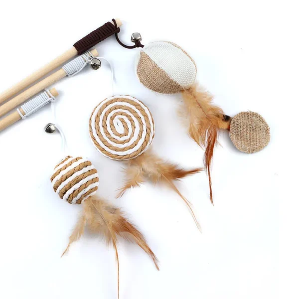 1PC Teaser Feather Toys Kitten Funny Colorful Rod Cat Wand Toys Wood Pet Cat Toys Interactive Stick Pet Cat Supplies - Image 6