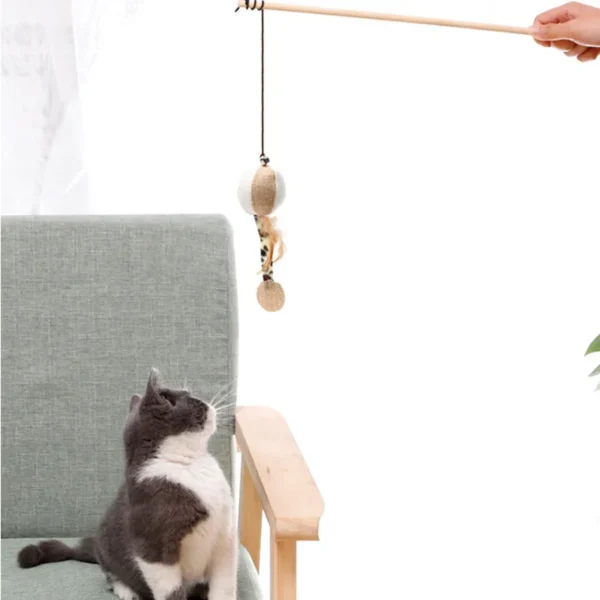 1PC Teaser Feather Toys Kitten Funny Colorful Rod Cat Wand Toys Wood Pet Cat Toys Interactive Stick Pet Cat Supplies - Image 5