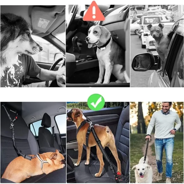 2-In-1 Dog Car Seatbelt Headrest Restraint Adjustable Reflective Pet Safety Seat Belt Clip Buckle Tether Large Medium Small Dogs - Image 7