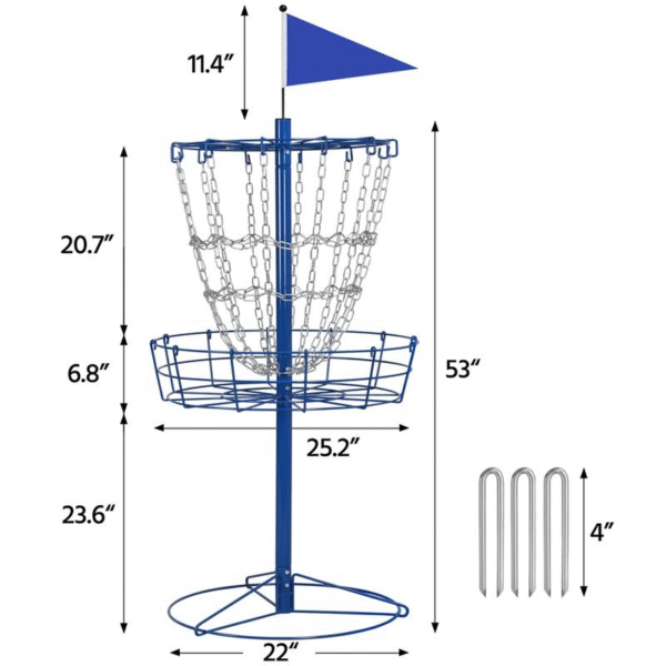 Yaheetech Portable Disc Golf Basket Target - 12-Chain, 25.2" Diameter, Lightweight & Easy to Assemble, Galvanized Steel, Portable Design - Image 5