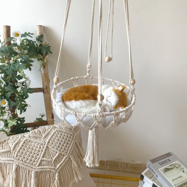 New Pet Hammock Cat Swing Hand Woven Cotton Rope Cats Hanging Basket Kitten Hanging String Den Indoor Pend Nest Pets Supplies - Image 5