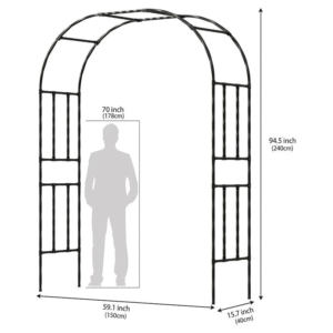 7.9FT Metal Garden Arch Trellis, Black Arbor for Climbing Plants, Wedding Ceremony Archway, Decorative Outdoor Trellis for Lawn, Patio, and Backyard,Tall