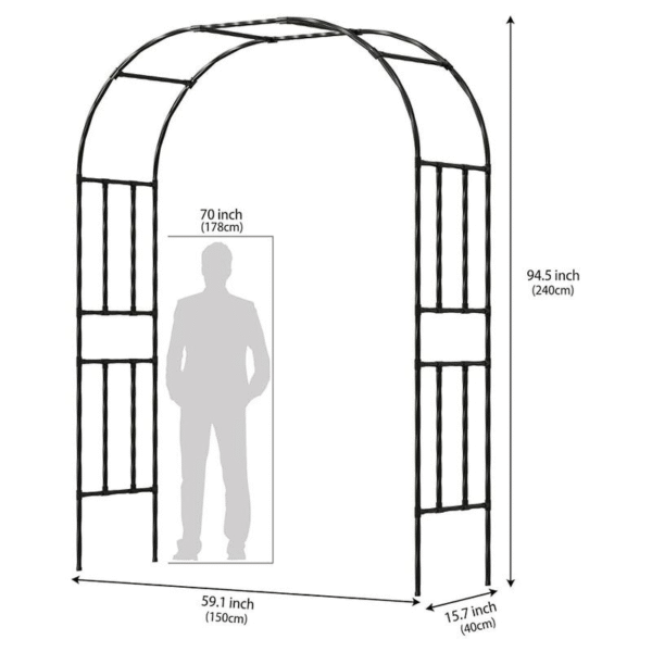 7.9FT Metal Garden Arch Trellis, Black Arbor for Climbing Plants, Wedding Ceremony Archway, Decorative Outdoor Trellis for Lawn, Patio, and Backyard,Tall