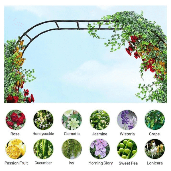 7.9FT Metal Garden Arch Trellis, Black Arbor for Climbing Plants, Wedding Ceremony Archway, Decorative Outdoor Trellis for Lawn, Patio, and Backyard,Tall - Image 5