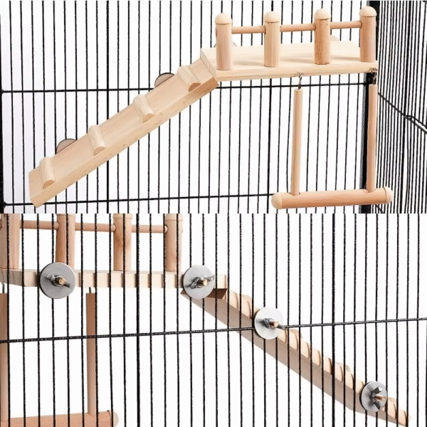 Natural Wood Bird Perch & Play Set - Complete Cage Accessories - Image 5