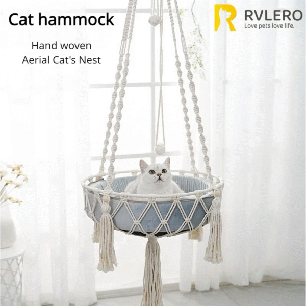 New Pet Hammock Cat Swing Hand Woven Cotton Rope Cats Hanging Basket Kitten Hanging String Den Indoor Pend Nest Pets Supplies - Image 2