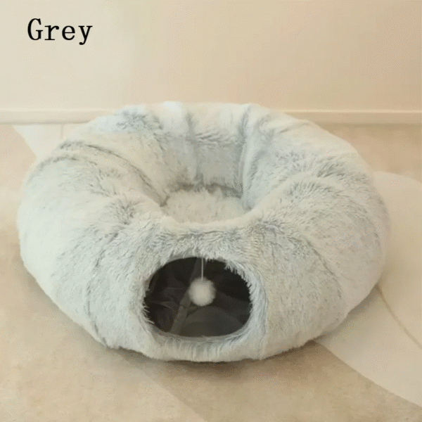 2 in 1 round Cat Beds House Funny Cat Tunnel Toy Soft Long Plush Dog Bed for Small Dogs Basket Kittens Bed Mat Kennel Deep Sleep - Image 8