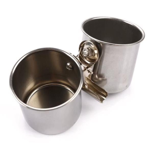 Stainless Steel Birds Parrot Feeder round Aviary Pet Food Water Feeding Bowl - Image 4