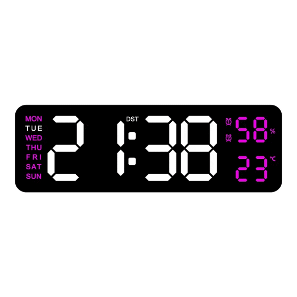 9 Inch Large Digital Wall Clock USB Powered TEMP Humidity Week Auto Dimmer DST Table Clock 12/24H Electronic LED Alarm Clock - Image 20