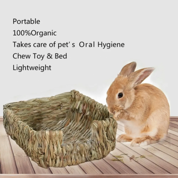 Natural Grass Nest House for Rabbits and Guinea Pigs - Hand-Woven Chew Safe Hideaway - Image 6