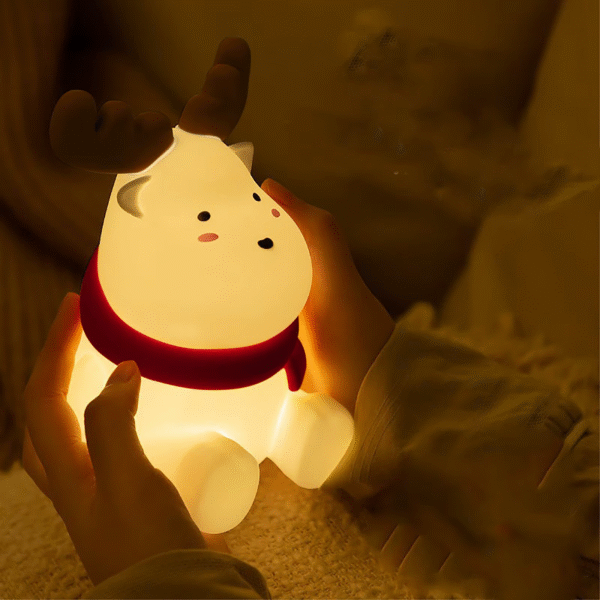 Christmas Reindeer Silicone Night for Kids Cute Gift Warm Yellow Led Light Soft Tou Ch Usb Rechargeable Lamp Fast Shipping - Image 4