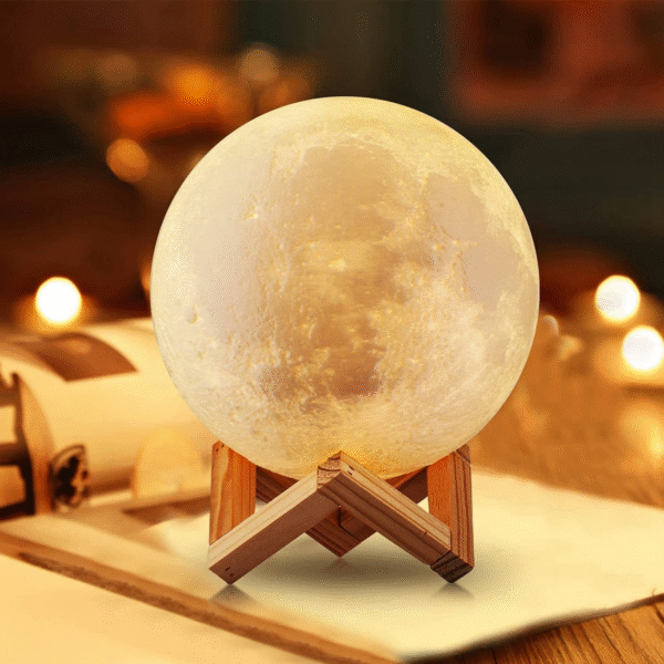 D5 8Cm Moon Lamp LED Night Light Battery Powered with Stand Starry Lamp Bedroom Decor Night Lights Kids Gift Moon Lamp Xmas Gift - Image 6