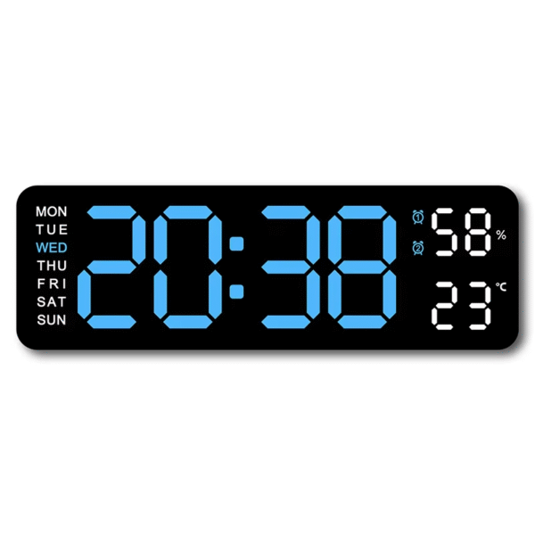 9 Inch Large Digital Wall Clock USB Powered TEMP Humidity Week Auto Dimmer DST Table Clock 12/24H Electronic LED Alarm Clock - Image 13