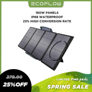 Ecoflow 160W Portable Solar Panel, Foldable Solar Charger with Adjustable Kickstand, Waterproof IP68 for Outdoor Camping RV off Grid System