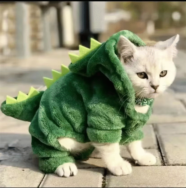 Pet Cat Dog Halloween Dog Clothes for Small Dogs Funny Dinosaur Cosplay Costume Winter Warm Cat Coat Fleece Hoodies Sweater - Image 2