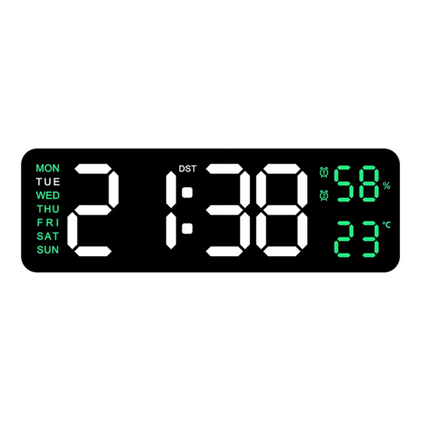 9 Inch Large Digital Wall Clock USB Powered TEMP Humidity Week Auto Dimmer DST Table Clock 12/24H Electronic LED Alarm Clock - Image 18