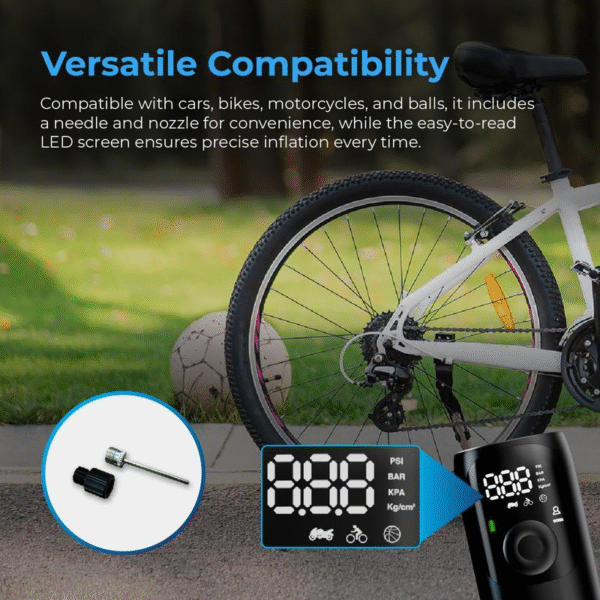 Autosky Tire Inflator Portable Air Compressor with Auto Shutoff and Pressure Gauge up to 150 PSI - Portable Air Compressor, Air Pump for Car Tires, Power Bank and Emergency Flashlight - Image 4