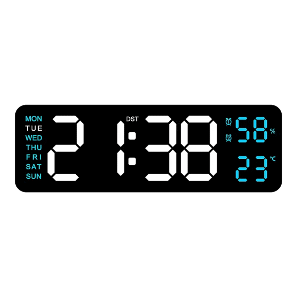 9 Inch Large Digital Wall Clock USB Powered TEMP Humidity Week Auto Dimmer DST Table Clock 12/24H Electronic LED Alarm Clock - Image 17