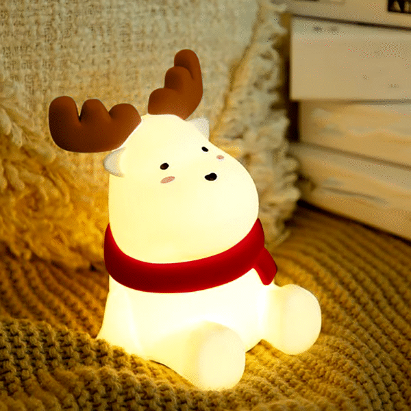 Christmas Reindeer Silicone Night for Kids Cute Gift Warm Yellow Led Light Soft Tou Ch Usb Rechargeable Lamp Fast Shipping - Image 3