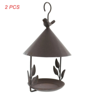 Hanging Iron Bird Feeder for Outdoor Garden - Rainproof Windproof Wild Bird Feeding Station