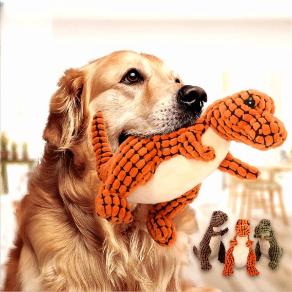Small Dog Squeaky Dinosaur Chew Toys - Interactive Plush Pet Toys for Teething & Entertainment - Image 2