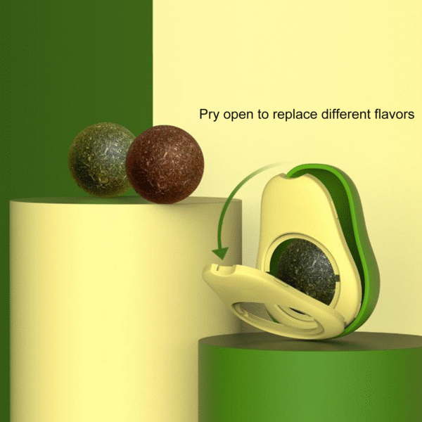 Cute Avocado Catnip Toys Cat Teeth Cleaning Toy Cat Supplies Catnip Mini Cat Treat Toys Interactive Pet Toys Pet Products Pet Avocado Ball Cute Funny Mint Cleaning Teeth Toy for Cat Supplies - Image 3