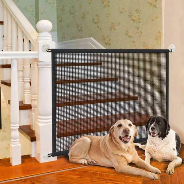 Pet Dog Barrier Fences with 4Pcs Hook Pet Isolated Network Stairs Gate New Folding Breathable Mesh Playpen for Dog Safety Fence - Image 2