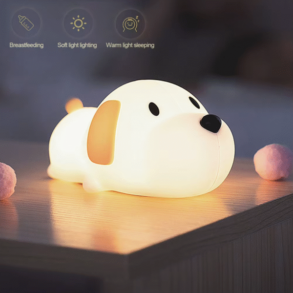 Puppy Lamp Silicone Dog LED Night Lights Touch Sensor Colors USB Rechargeable Bedside Mood Light for Children Baby Toy Gift - Image 2