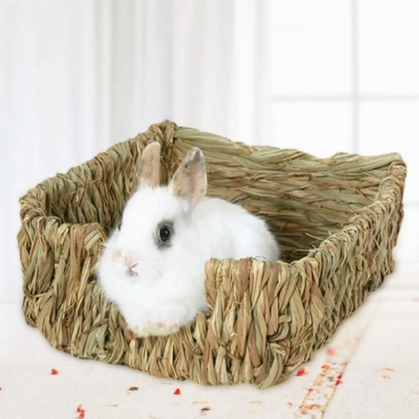 Natural Grass Nest House for Rabbits and Guinea Pigs - Hand-Woven Chew Safe Hideaway - Image 2
