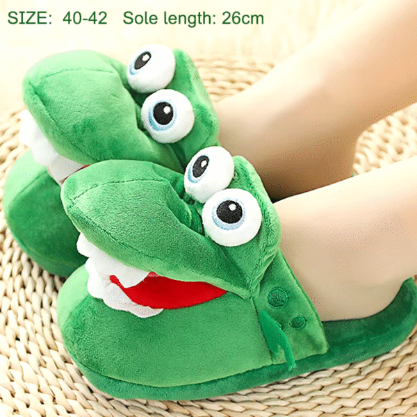 Cartoon Crocodile Cotton Slippers with Moving Mouth Funny Home Cotton Shoes Winter Walking Warm Christmas Gift for Men Women - Image 8
