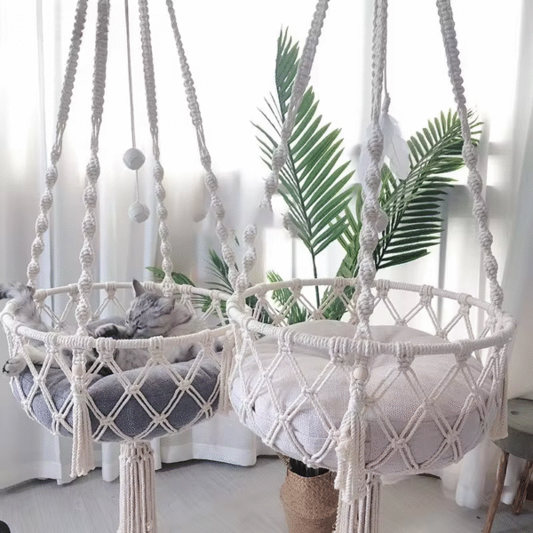 New Pet Hammock Cat Swing Hand Woven Cotton Rope Cats Hanging Basket Kitten Hanging String Den Indoor Pend Nest Pets Supplies - Image 4