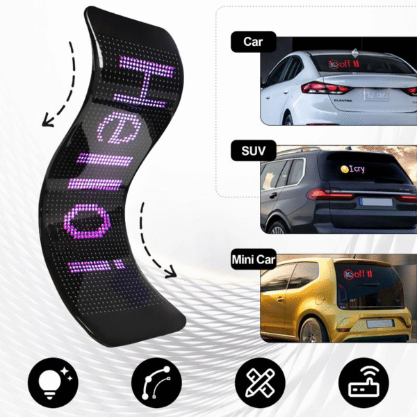 JOYYE LED Sign, LED Car Screen, DIY Text, Patterns & Animations for Car, Store, Flexible Screen Display Animation Message Scrolling Sign APP Control - Image 2