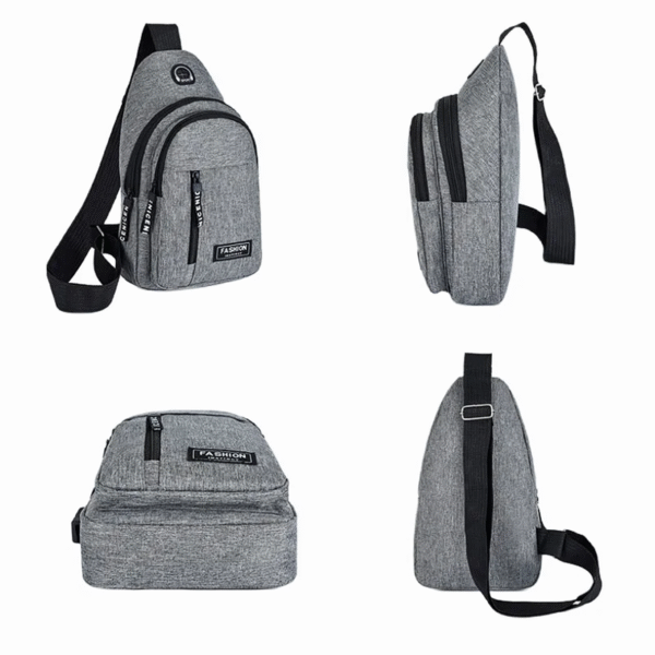 Men'S Bag Solid Color Men'S Chest Bag Outdoor Casual Fashionable Small Satchel Canvas Handbag Zipper Messenger Fashion Bags - Image 6